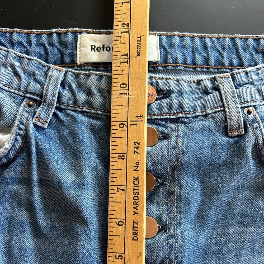 Reformation Blue Straight Leg Jeans with Distressed Details - Picture 10 of 11